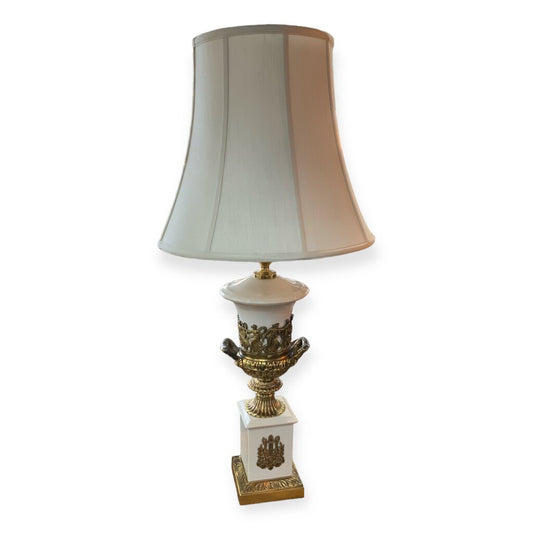 Brass & White Lamp