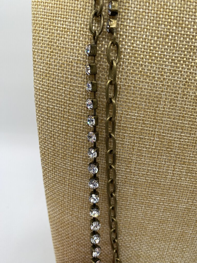 Gerard Yosca 2 Chain Necklaces Rhinestones, Pearls Chain 36” /ro